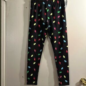 Christmas lights stretchy leggings size 7-8 medium funky cute